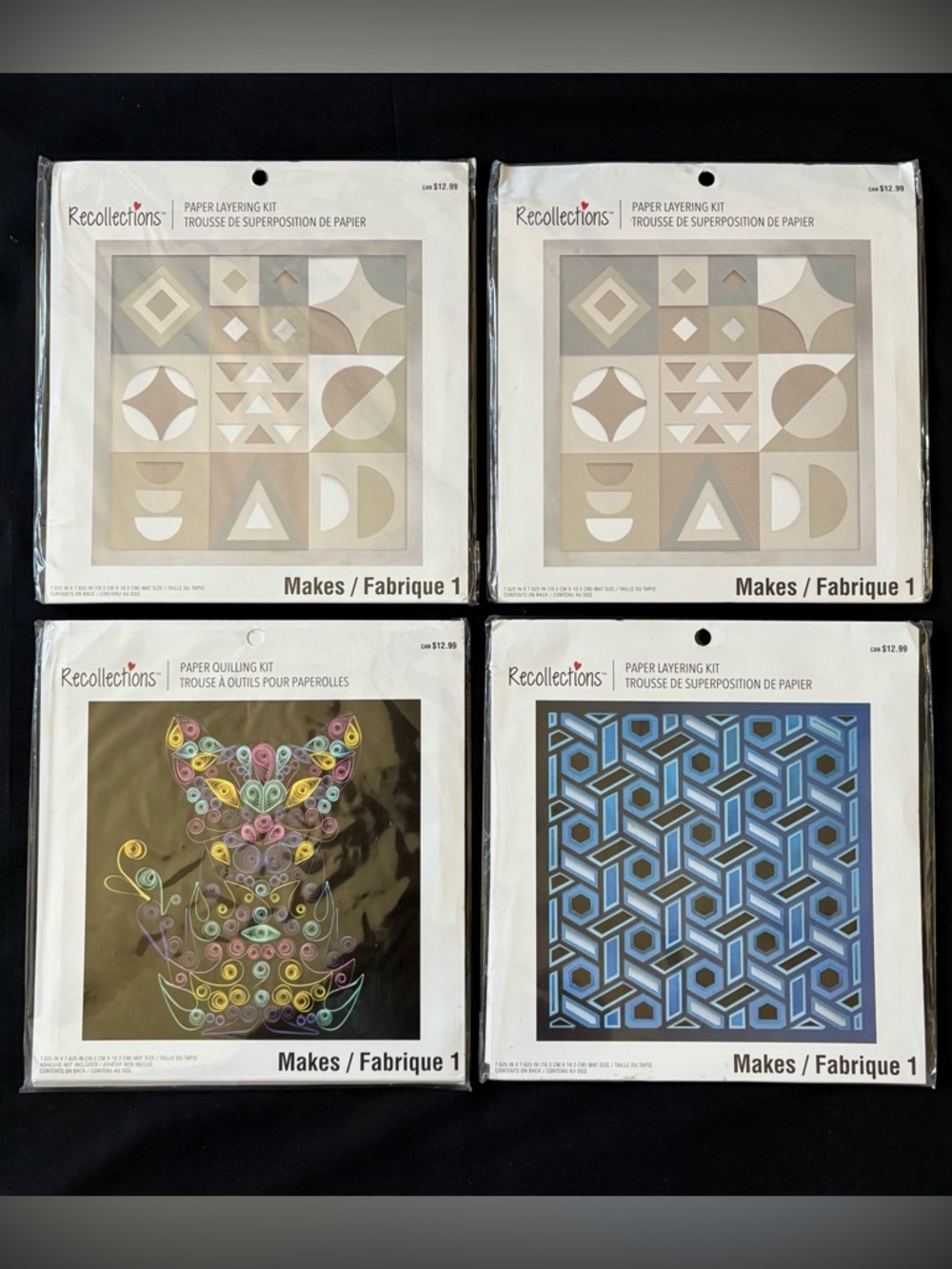 4 Recollections DIY Paper Craft Kits 3D Layering & Cat Quilling Lot NEW SEALED